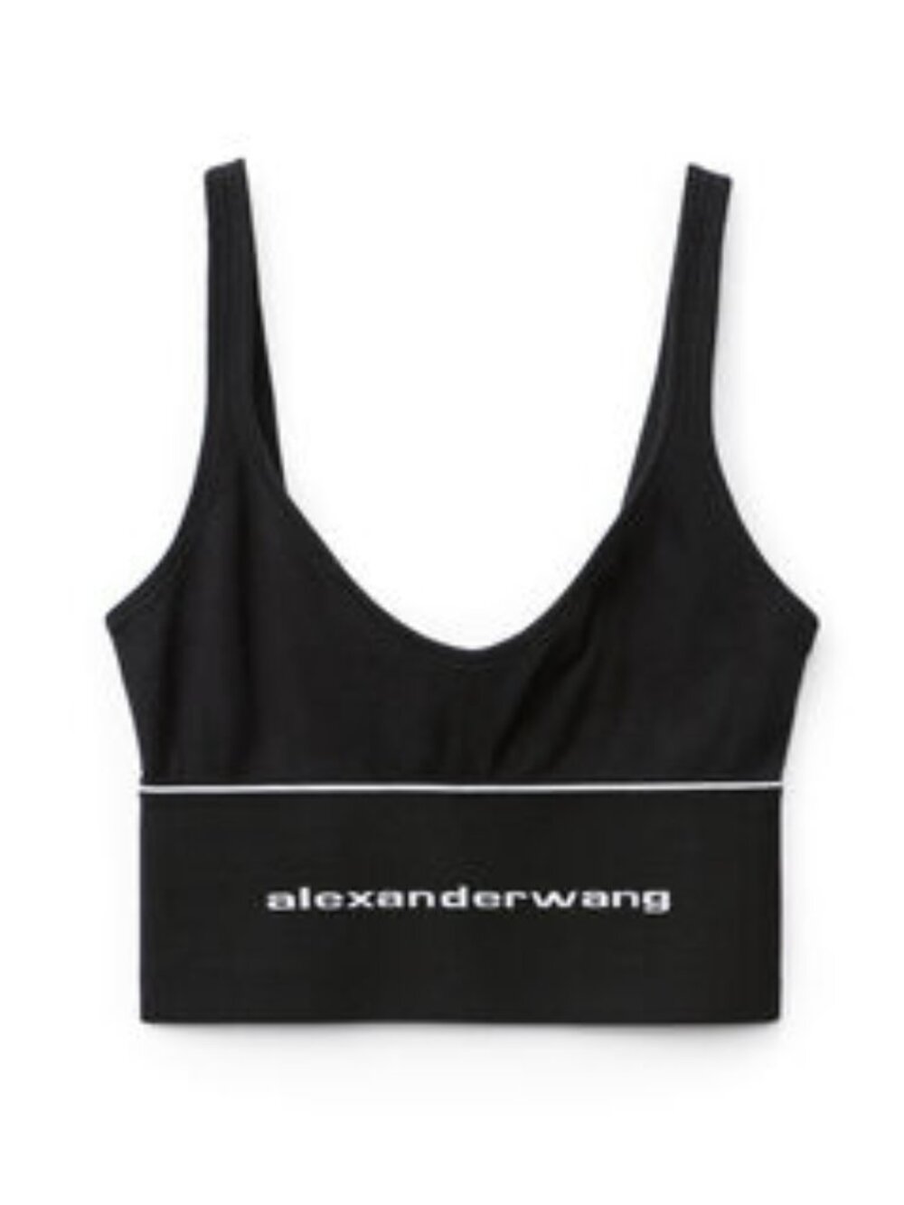Alexander Wang Logo Elastic Bra in Ribbed Jersey, XS